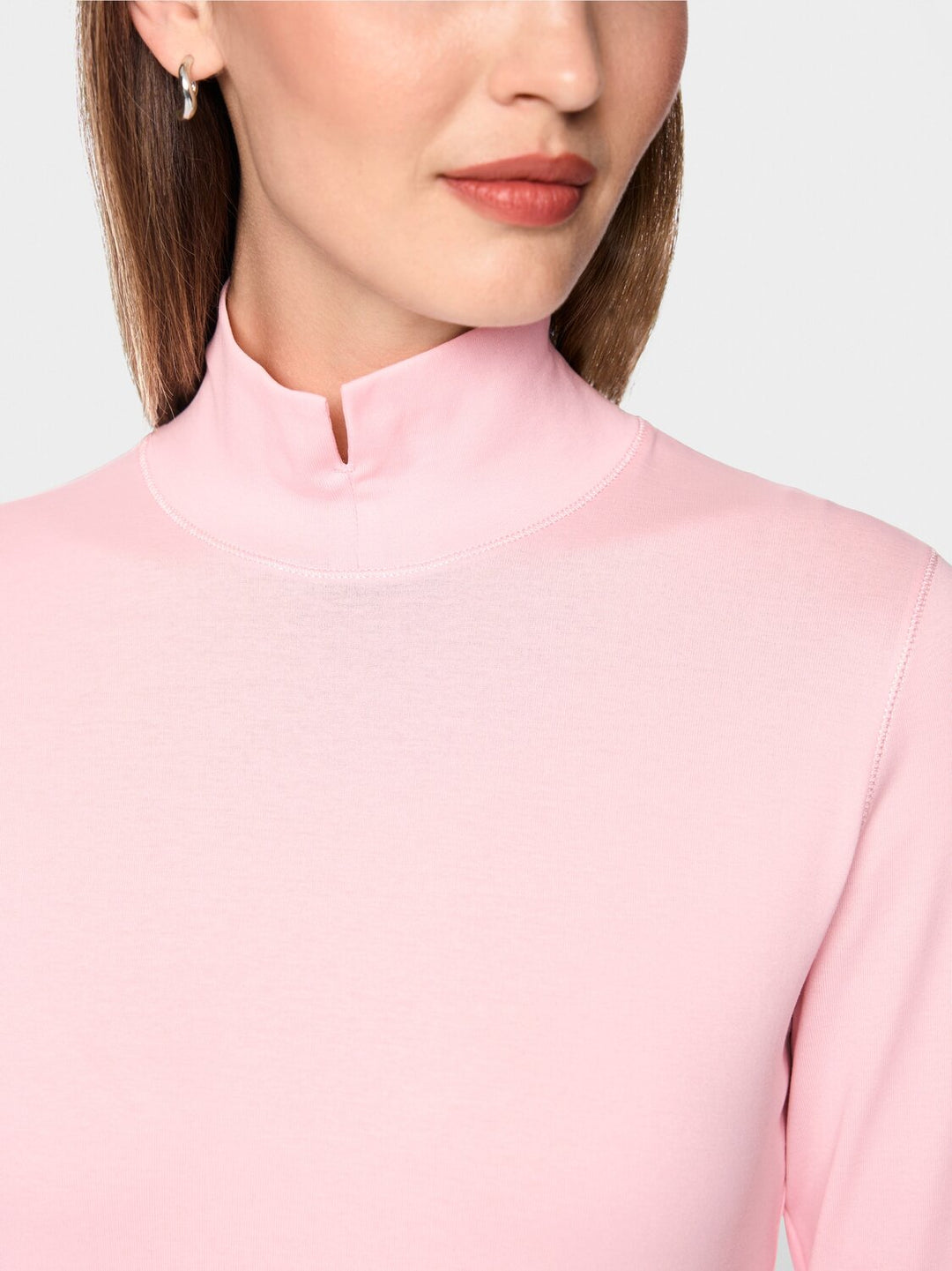 Marc Cain Basic Shirt met Opstaande Kraag – Roze-95% katoen, 5% elastaan-DAMES TOPS & BLOUSES-Roze