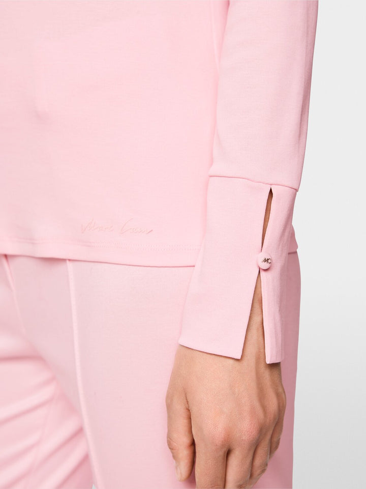 Marc Cain Basic Shirt met Opstaande Kraag – Roze-95% katoen, 5% elastaan-DAMES TOPS & BLOUSES-Roze