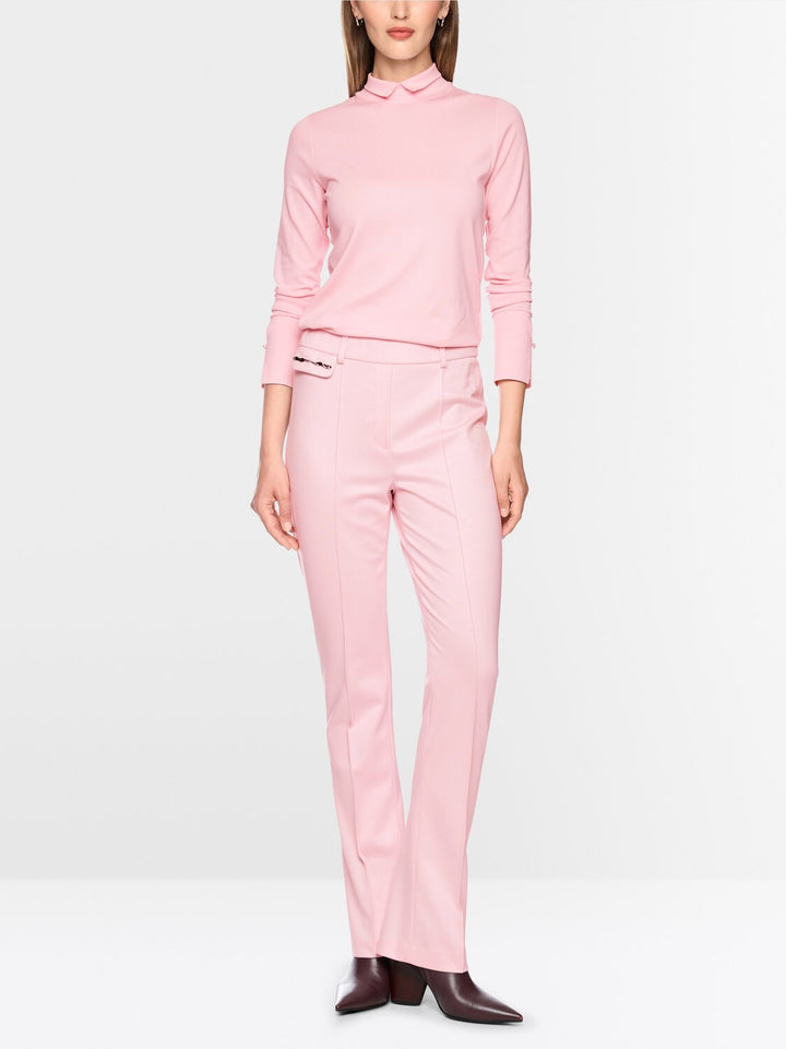 Marc Cain Basic Shirt met Opstaande Kraag – Roze-95% katoen, 5% elastaan-DAMES TOPS & BLOUSES-Roze