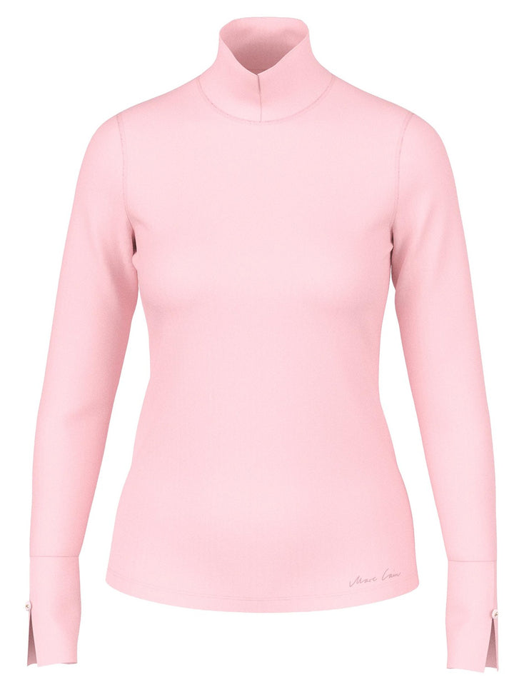 Marc Cain Basic Shirt met Opstaande Kraag – Roze-95% katoen, 5% elastaan-DAMES TOPS & BLOUSES-Roze