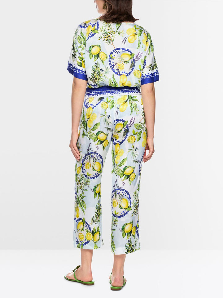 Marc Cain Bedrukte broek Washington-100% viscose-DAMES BROEKEN-Wit