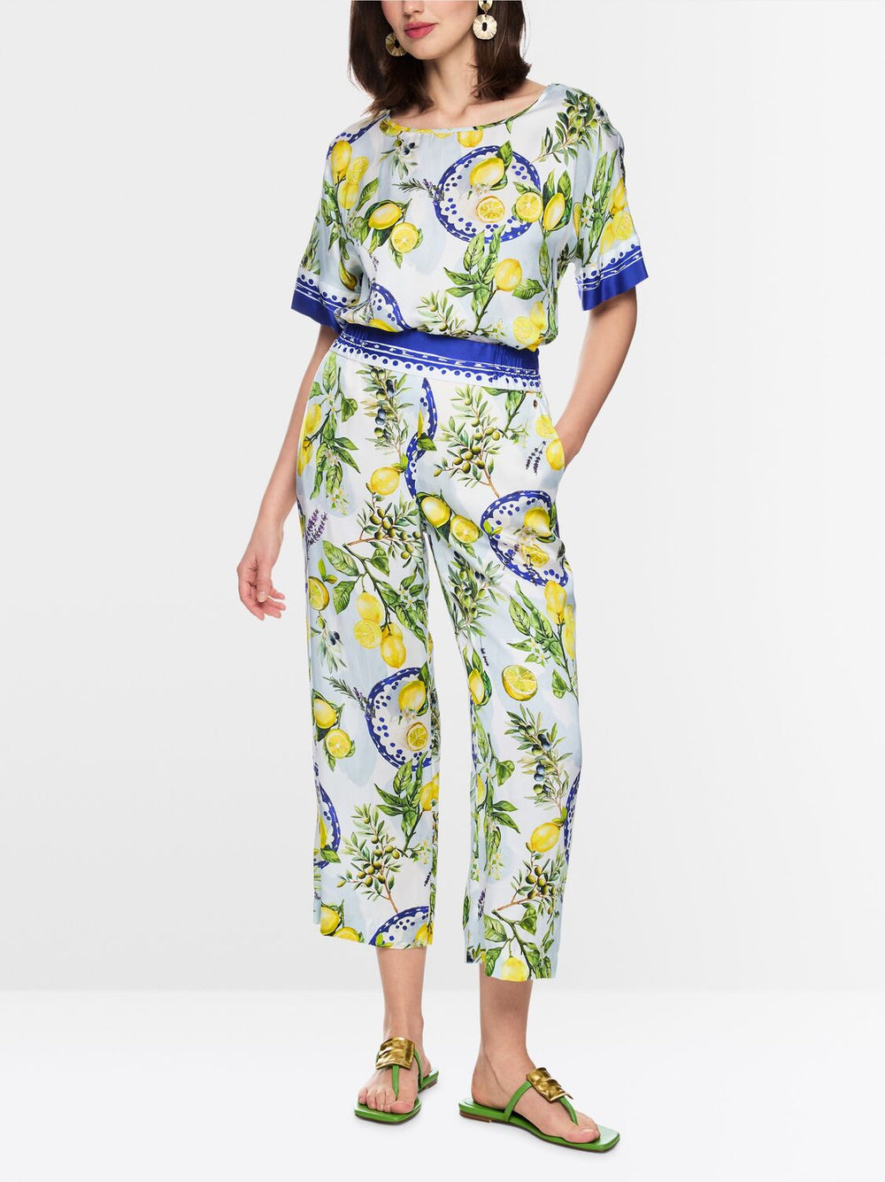 Marc Cain Bedrukte broek Washington-100% viscose-DAMES BROEKEN-Wit