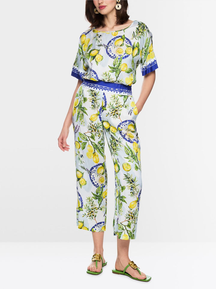 Marc Cain Bedrukte broek Washington-100% viscose-DAMES BROEKEN-Wit