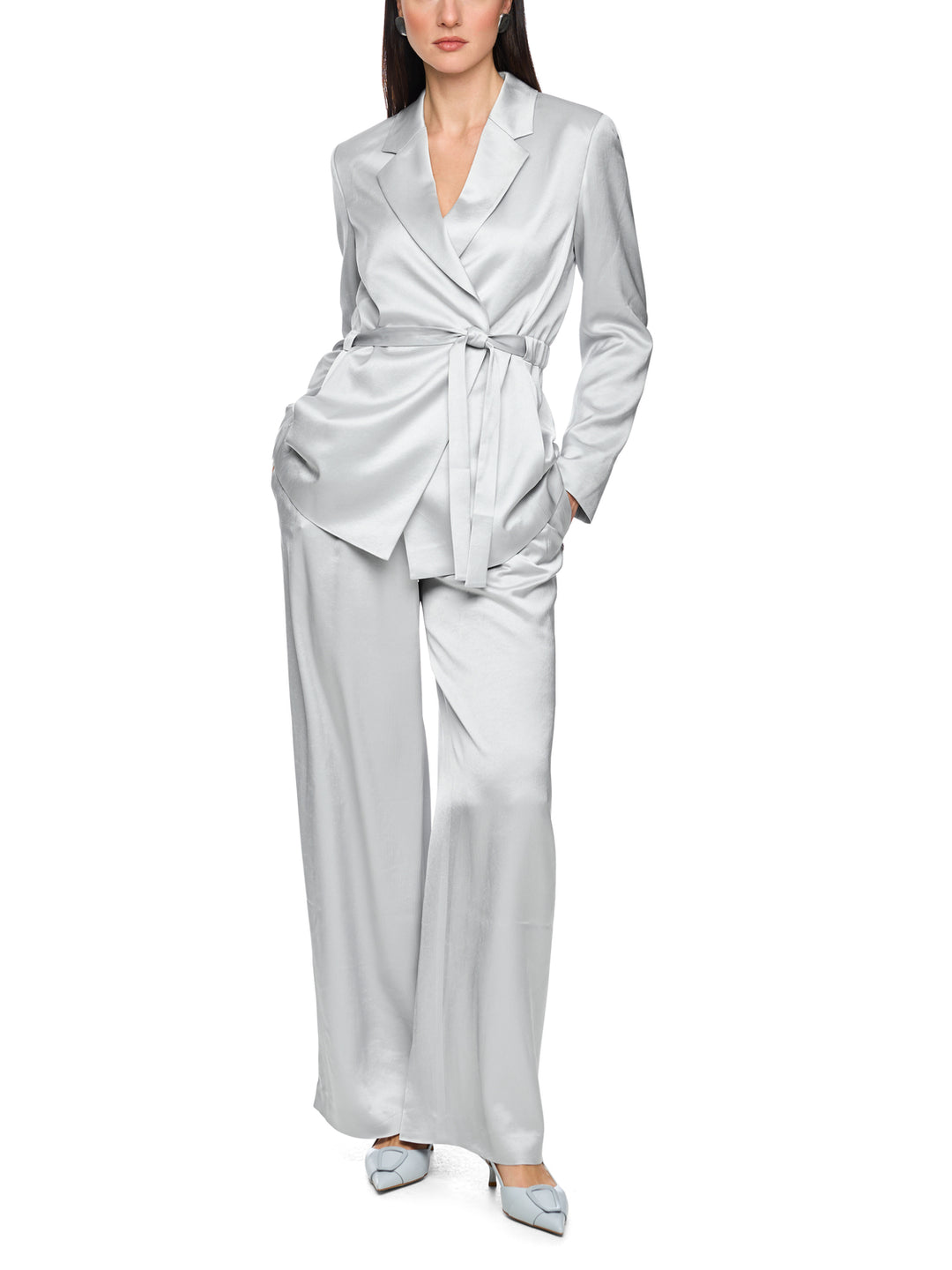 Marc Cain Blazer – Grijs-82% acetaat, 18% polyester-DAMES BLAZERS & JASJES-Grijs