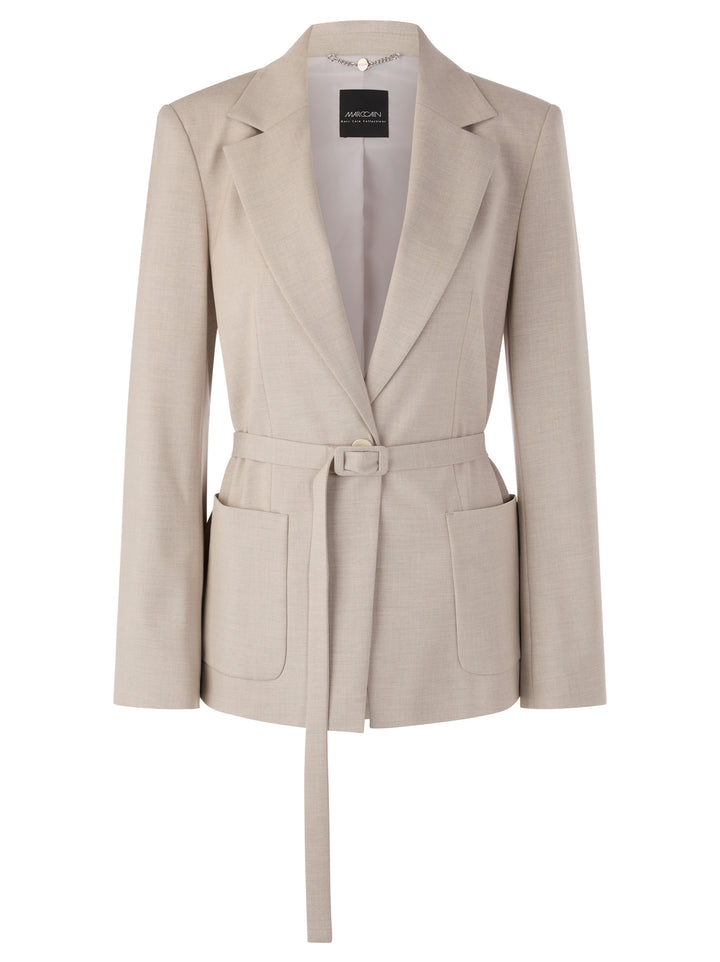 Marc Cain Blazer met Tailleaccent – Beige-48% viscose, 48% polyester, 4% elasthaan-DAMES BLAZERS & GILETS-Beige