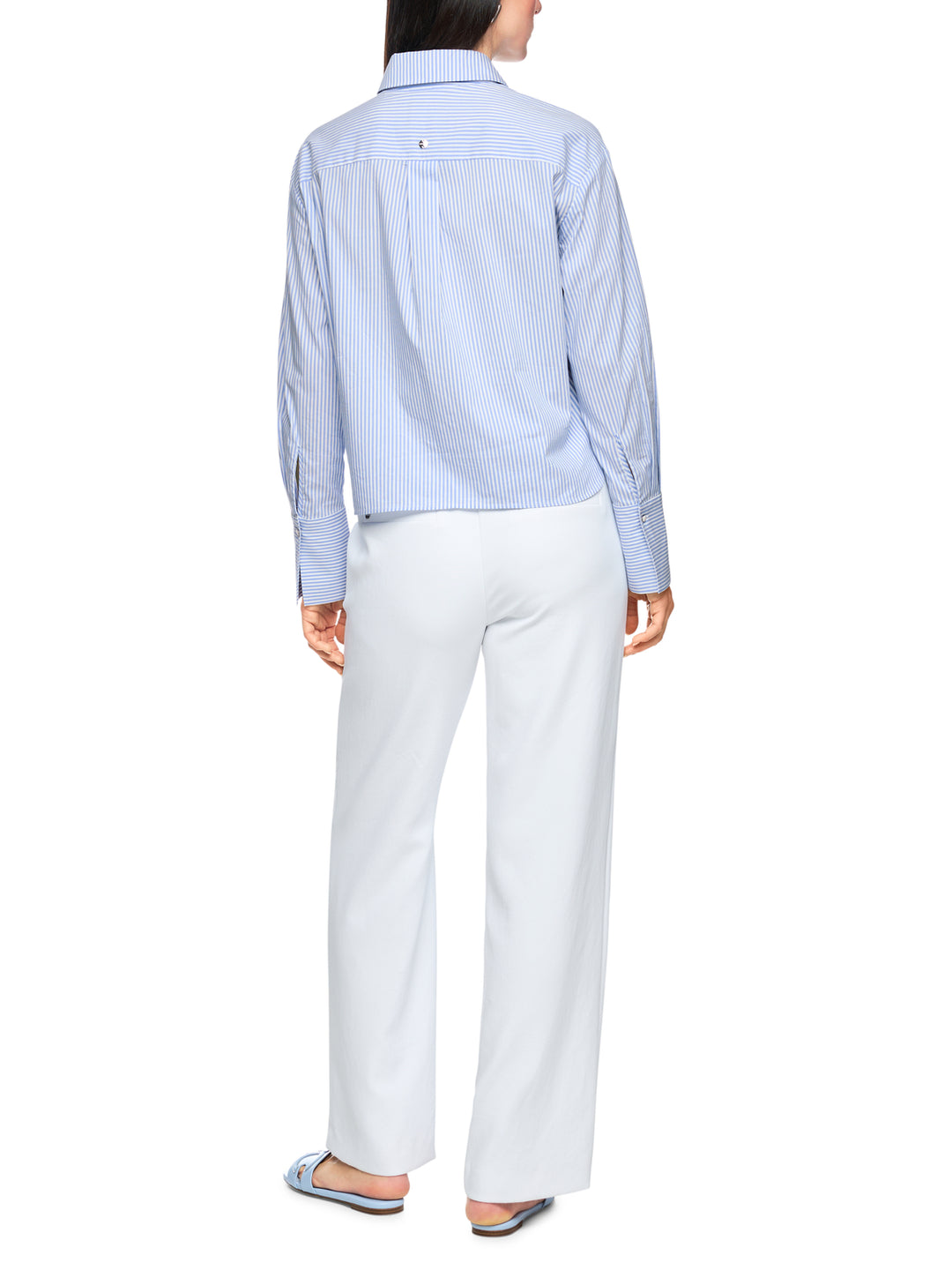 Marc Cain Blouse – Blauw-65% katoen, 32% polyester, 3% elastaan-DAMES TOPS & BLOUSES-Blauw