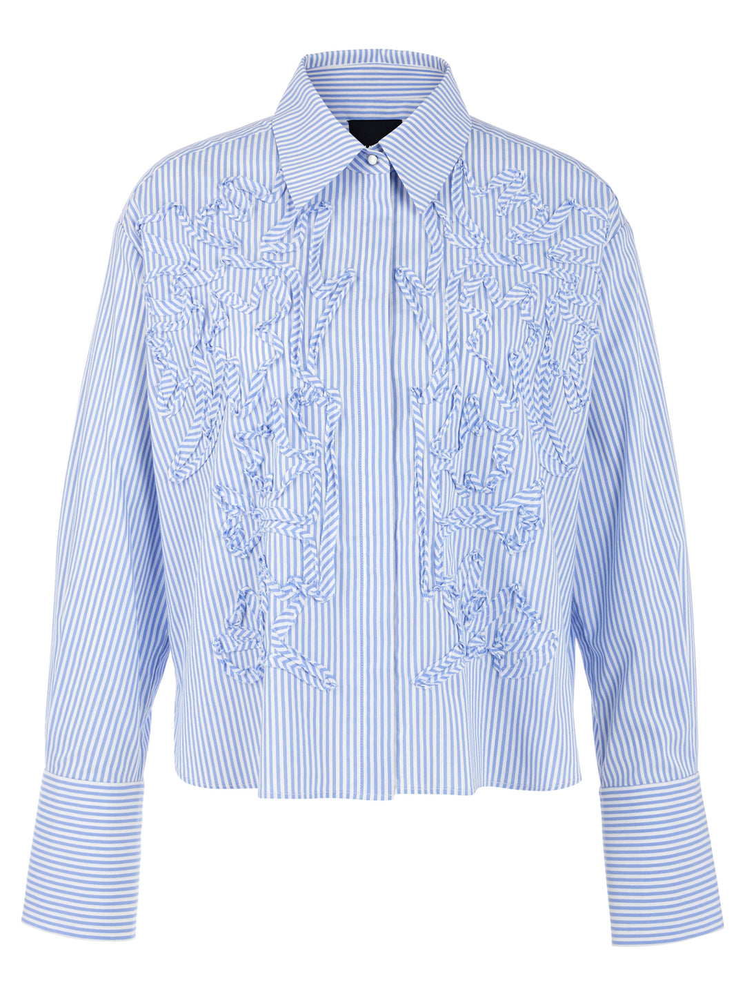 Marc Cain Blouse – Blauw-65% katoen, 32% polyester, 3% elastaan-DAMES TOPS & BLOUSES-Blauw