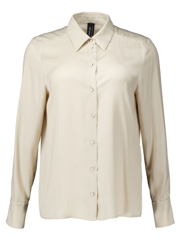 Marc Cain blouse in viscose-crêpe-alg.: 60% polyester, 40% viscose-DAMES TOPS & BLOUSES-Beige