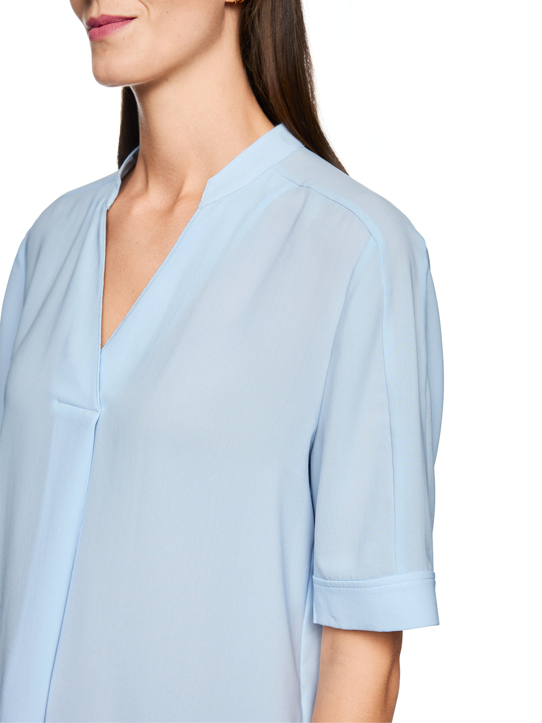 Marc Cain Blouse Korte Mouw – Blauw-100% polyester-DAMES TOPS & BLOUSES-Blauw