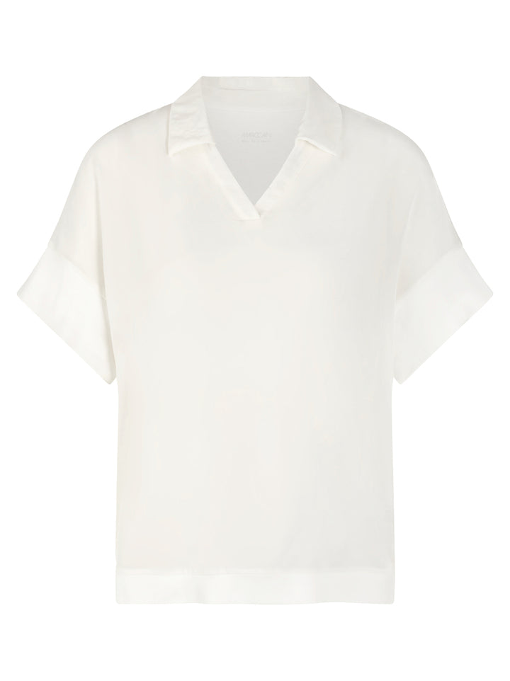 Marc Cain Blouse Korte Mouw – Wit-94% katoen, 6% elastaan<br />voorkant: 100% polyester-DAMES TOPS & BLOUSES-Wit