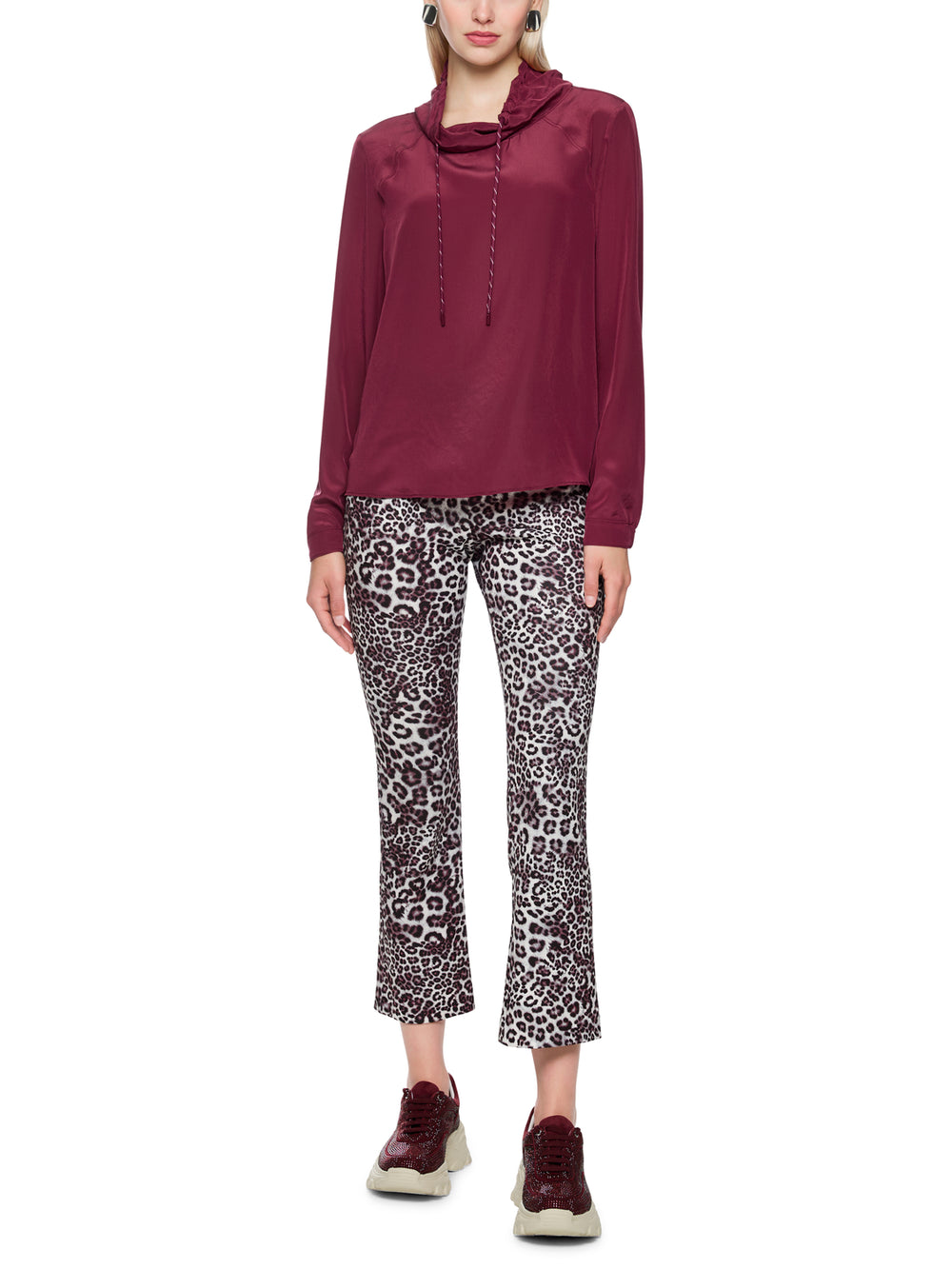 Marc Cain blouse lange mouw – Rood-85% viscose, 15% polyamide-DAMES TOPS & BLOUSES-Rood