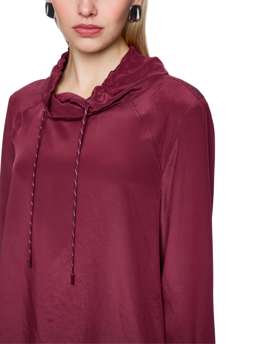 Marc Cain blouse lange mouw – Rood-85% viscose, 15% polyamide-DAMES TOPS & BLOUSES-Rood