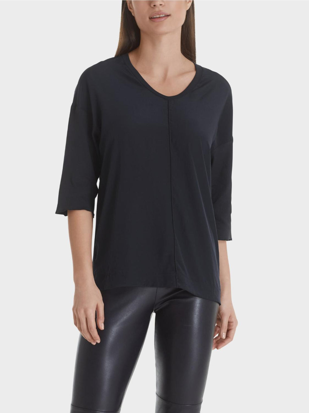 Marc Cain blouse materiaalmix-voorstuk: 59% polyester, 41% polyester (gerecycled)<br />alg.: 94% katoen, 6% elastaan-DAME