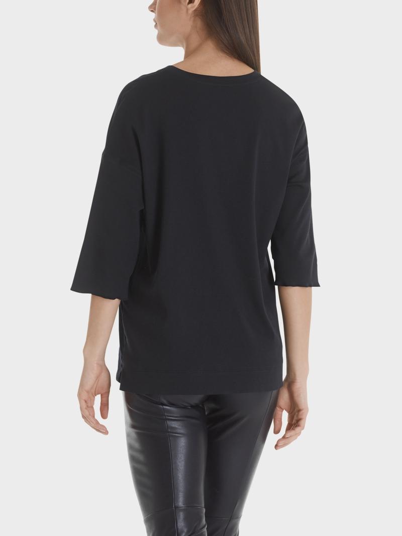 Marc Cain blouse materiaalmix-voorstuk: 59% polyester, 41% polyester (gerecycled)<br />alg.: 94% katoen, 6% elastaan-DAME