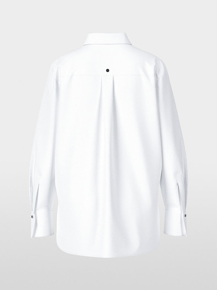 Marc Cain Blouse met Glitterdetail – Wit-75% katoen, 20% polyamide, 5% elastaan-DAMES TOPS & BLOUSES-Wit