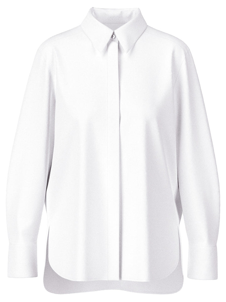 Marc Cain Blouse met Glitterdetail – Wit-75% katoen, 20% polyamide, 5% elastaan-DAMES TOPS & BLOUSES-Wit