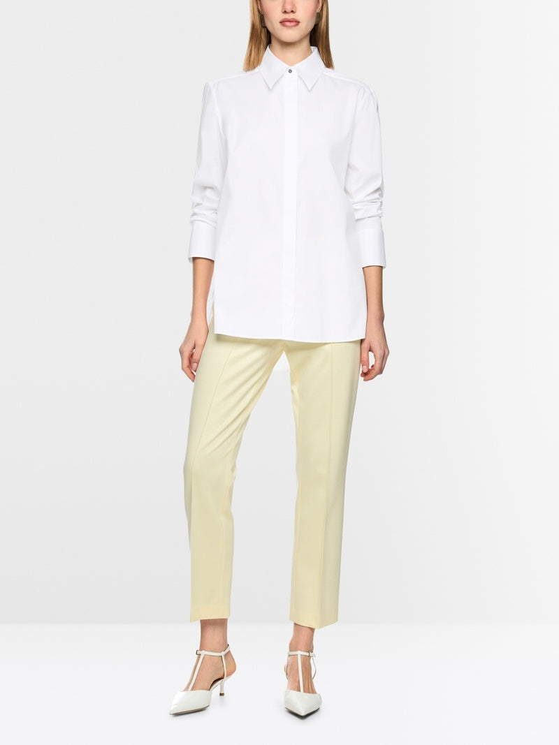 Marc Cain Blouse met Glitterdetail – Wit-75% katoen, 20% polyamide, 5% elastaan-DAMES TOPS & BLOUSES-Wit