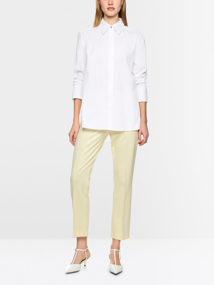 Marc Cain Blouse met Glitterdetail – Wit-75% katoen, 20% polyamide, 5% elastaan-DAMES TOPS & BLOUSES-Wit