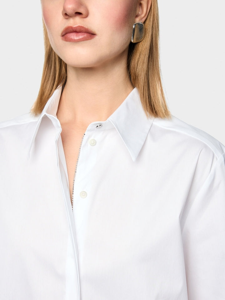 Marc Cain Blouse met Glitterdetail – Wit-75% katoen, 20% polyamide, 5% elastaan-DAMES TOPS & BLOUSES-Wit
