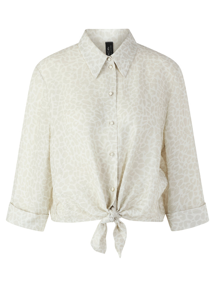 Marc Cain Blouse met knoopdetail – Beige-85% viscose, 15% polyamide-DAMES TOPS & BLOUSES-Beige