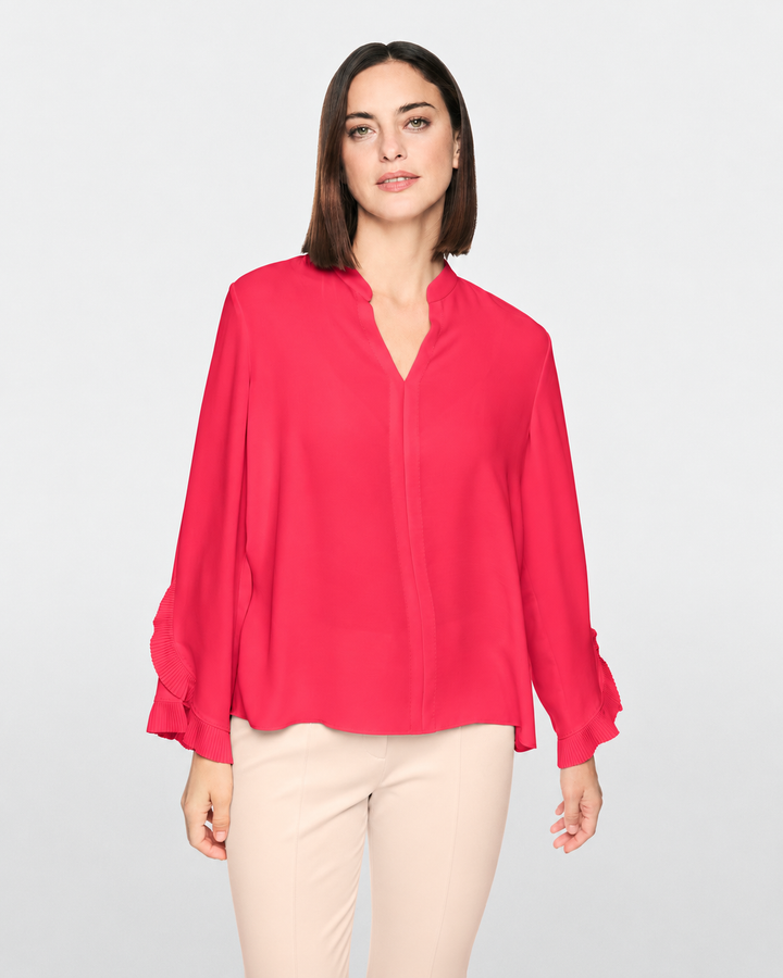 Marc Cain Blouse met Plissé Details – Roze-100% polyester-DAMES TOPS & BLOUSES-Roze