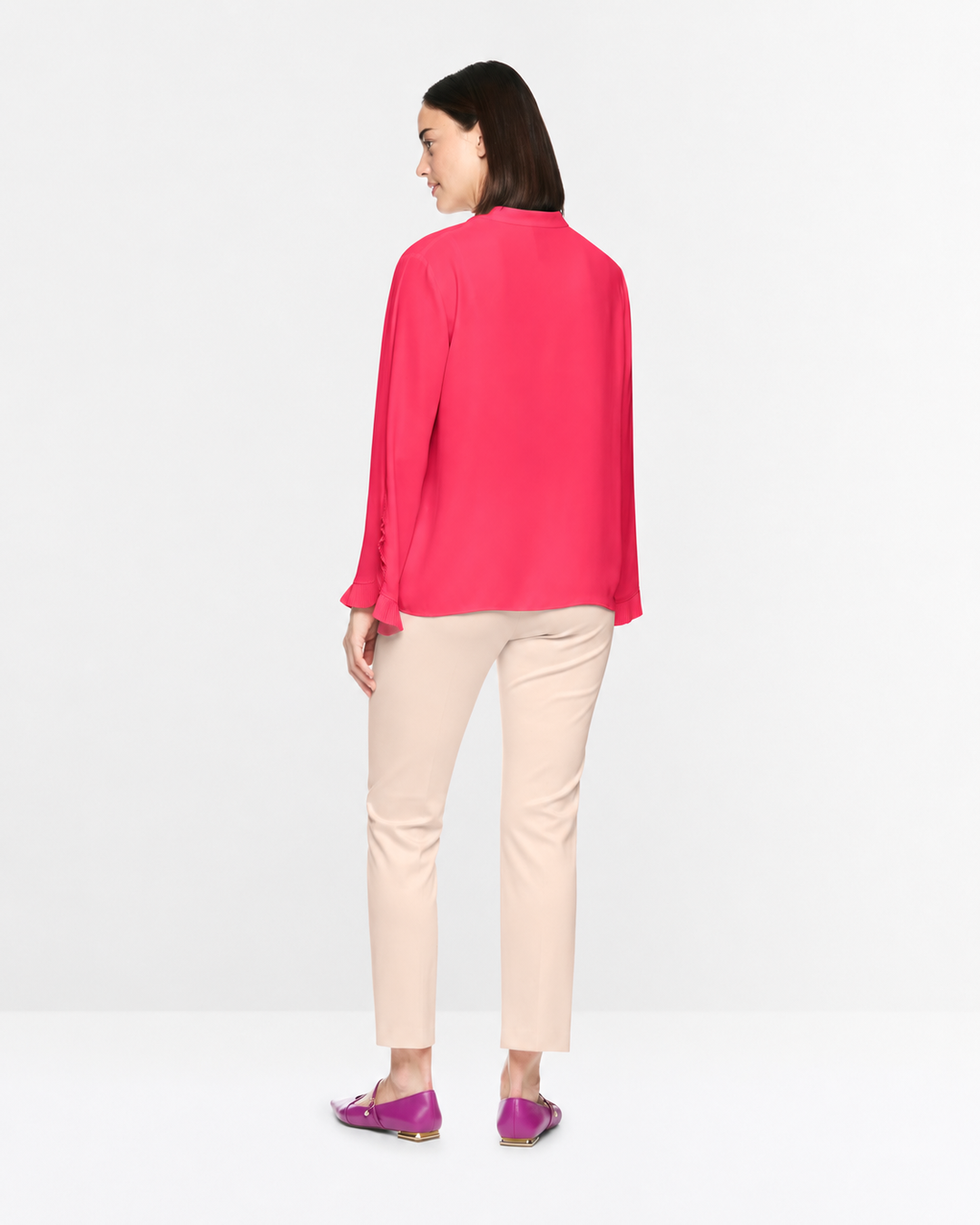 Marc Cain Blouse met Plissé Details – Roze-100% polyester-DAMES TOPS & BLOUSES-Roze