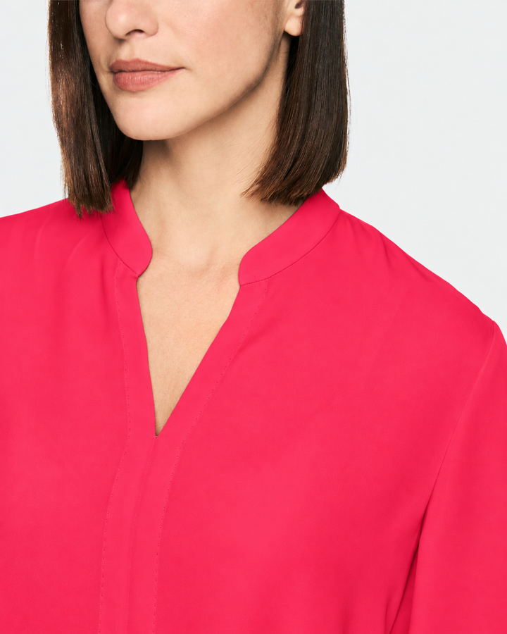 Marc Cain Blouse met Plissé Details – Roze-100% polyester-DAMES TOPS & BLOUSES-Roze