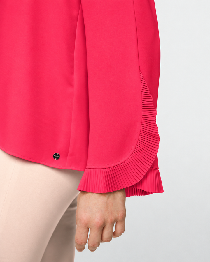Marc Cain Blouse met Plissé Details – Roze-100% polyester-DAMES TOPS & BLOUSES-Roze