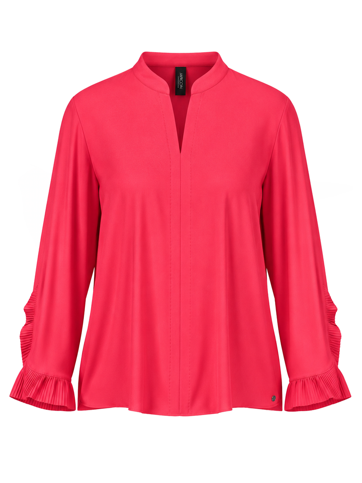 Marc Cain Blouse met Plissé Details – Roze-100% polyester-DAMES TOPS & BLOUSES-Roze