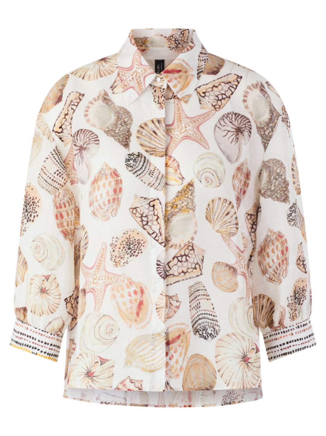 Marc Cain Blouse met schelpenprint - Wit -55% linnen, 45% zijde-DAMES TOPS & BLOUSES-Wit