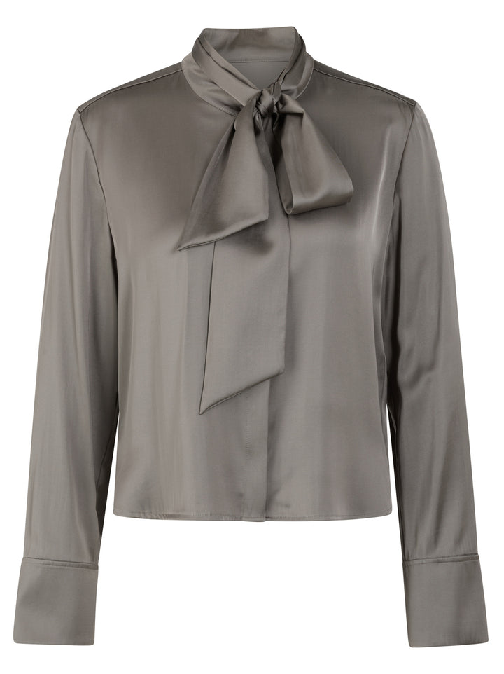 Marc Cain Blouse met Strikdetail-53% viscose, 47% polyester-DAMES TOPS & BLOUSES-Antraciet