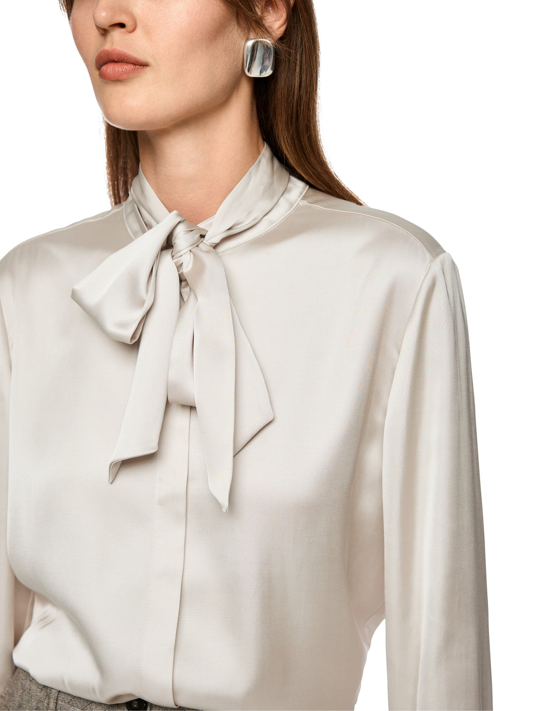 Marc Cain Blouse met Strikdetail – Beige-53% viscose, 47% polyester-DAMES TOPS & BLOUSES-Beige