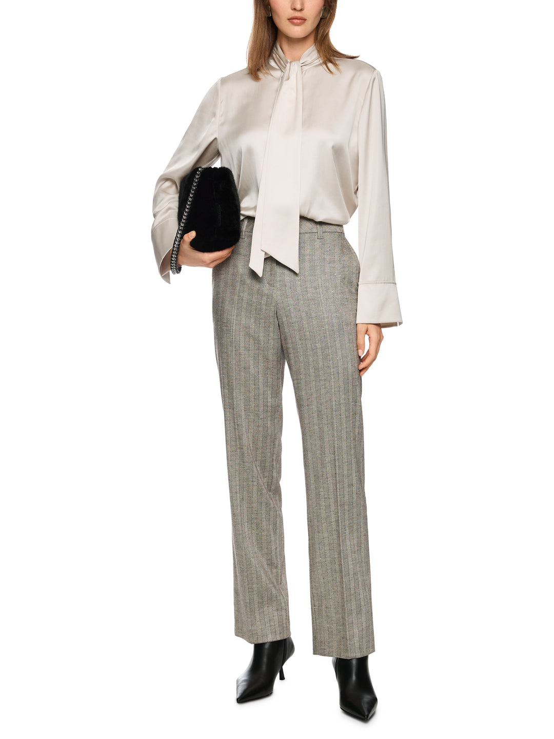 Marc Cain Blouse met Strikdetail – Beige-53% viscose, 47% polyester-DAMES TOPS & BLOUSES-Beige