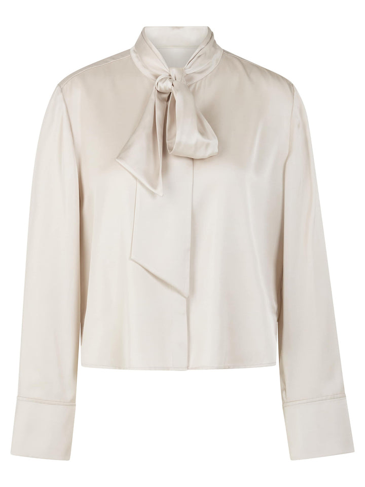 Marc Cain Blouse met Strikdetail – Beige-53% viscose, 47% polyester-DAMES TOPS & BLOUSES-Beige