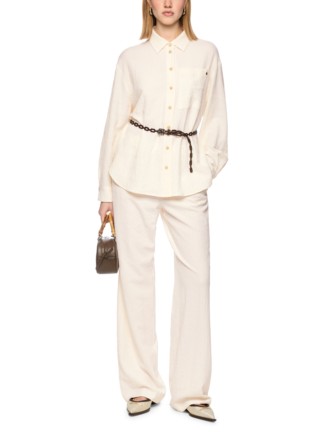 Marc Cain Blouse met structuur – Room-54% viscose, 45% polyester, 1% elastaan-DAMES TOPS & BLOUSES-Room