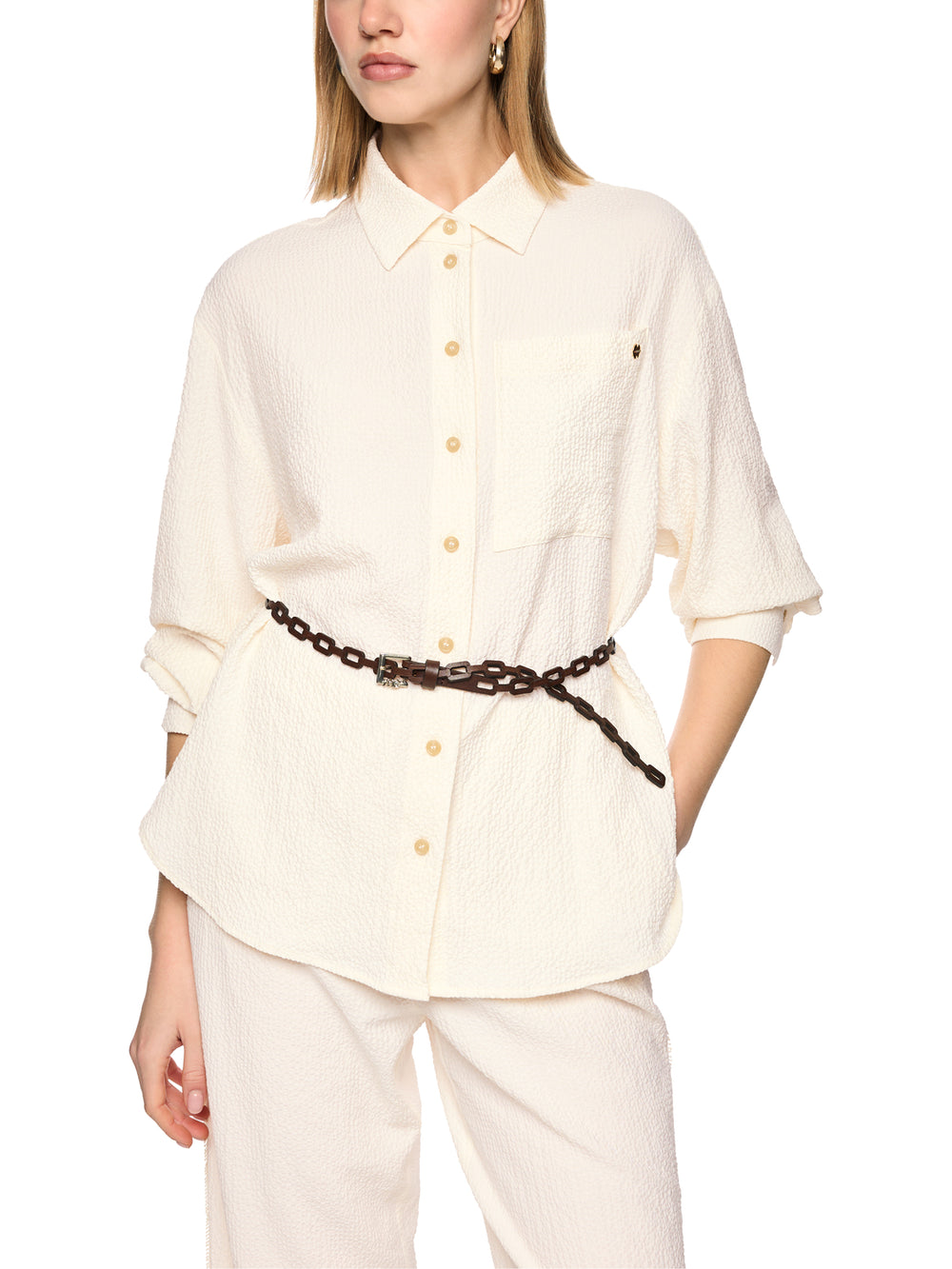 Marc Cain Blouse met structuur – Room-54% viscose, 45% polyester, 1% elastaan-DAMES TOPS & BLOUSES-Room