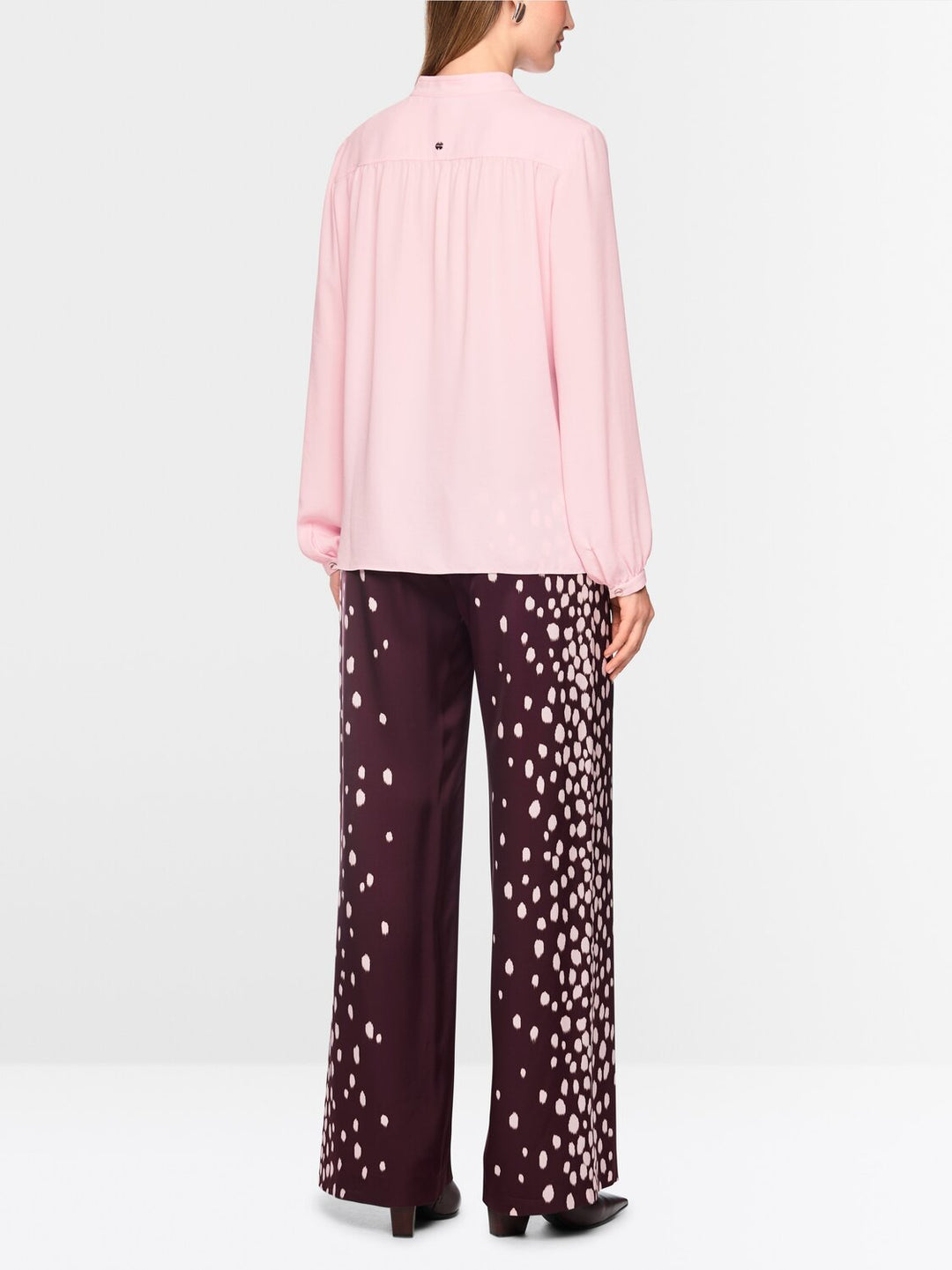 Marc Cain Blouse met V-hals – Roze-100% polyester-DAMES TOPS & BLOUSES-Roze