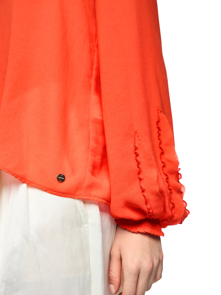 Marc Cain Blouse met Volant – Oranje-100% polyester-DAMES TOPS & BLOUSES-Oranje