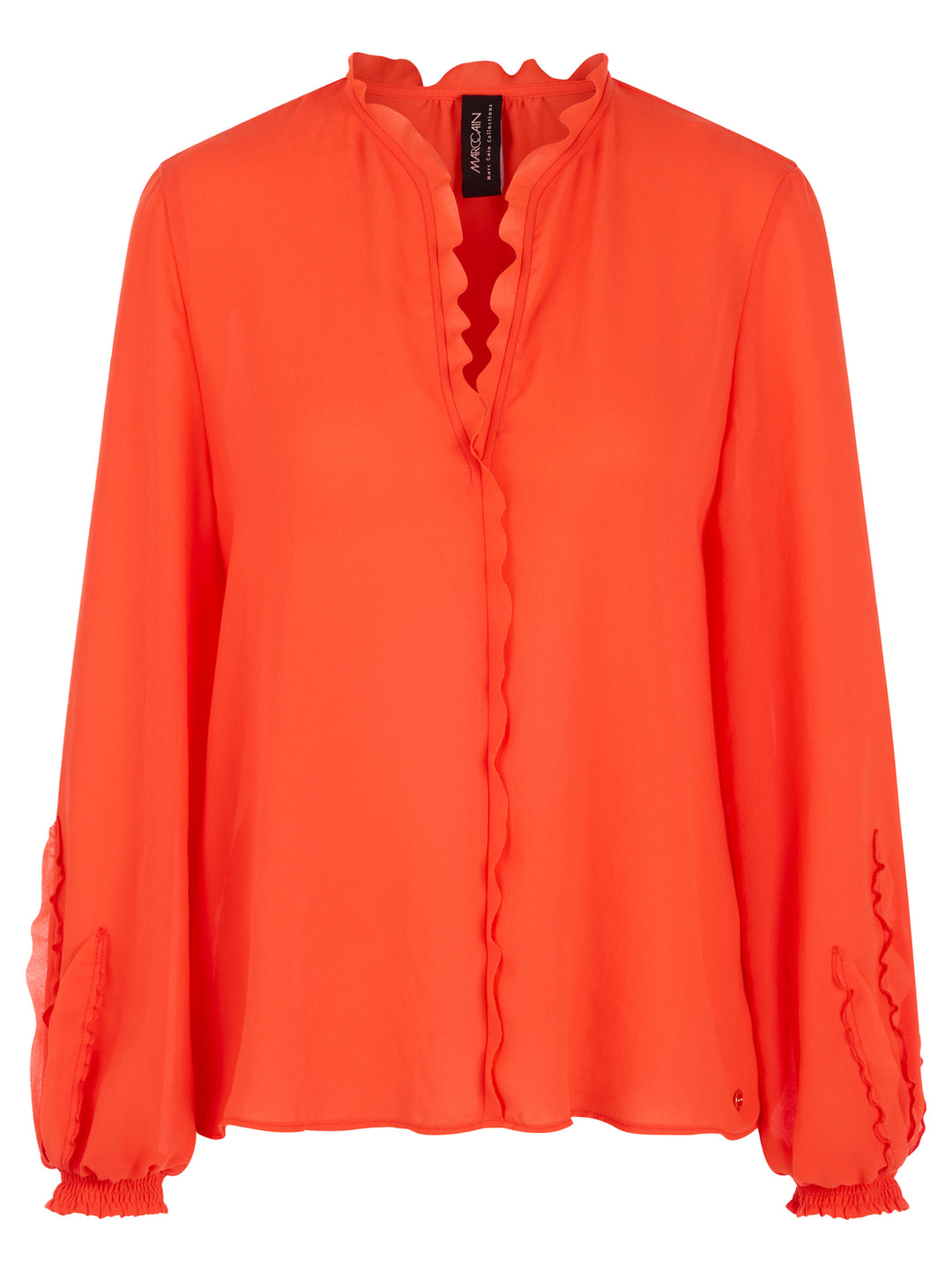 Marc Cain Blouse met Volant – Oranje-100% polyester-DAMES TOPS & BLOUSES-Oranje