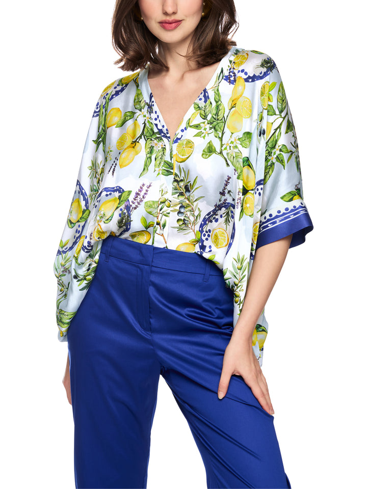 Marc Cain Blouse van viscose met mediterrane print-100% viscose-DAMES TOPS & BLOUSES-Wit