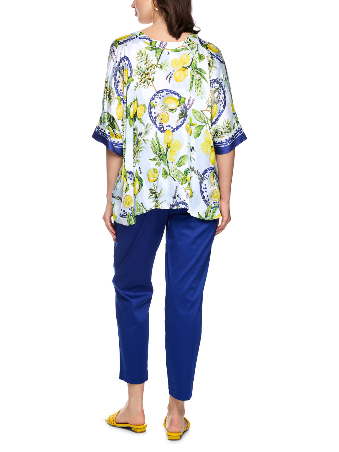 Marc Cain Blouse van viscose met mediterrane print-100% viscose-DAMES TOPS & BLOUSES-Wit