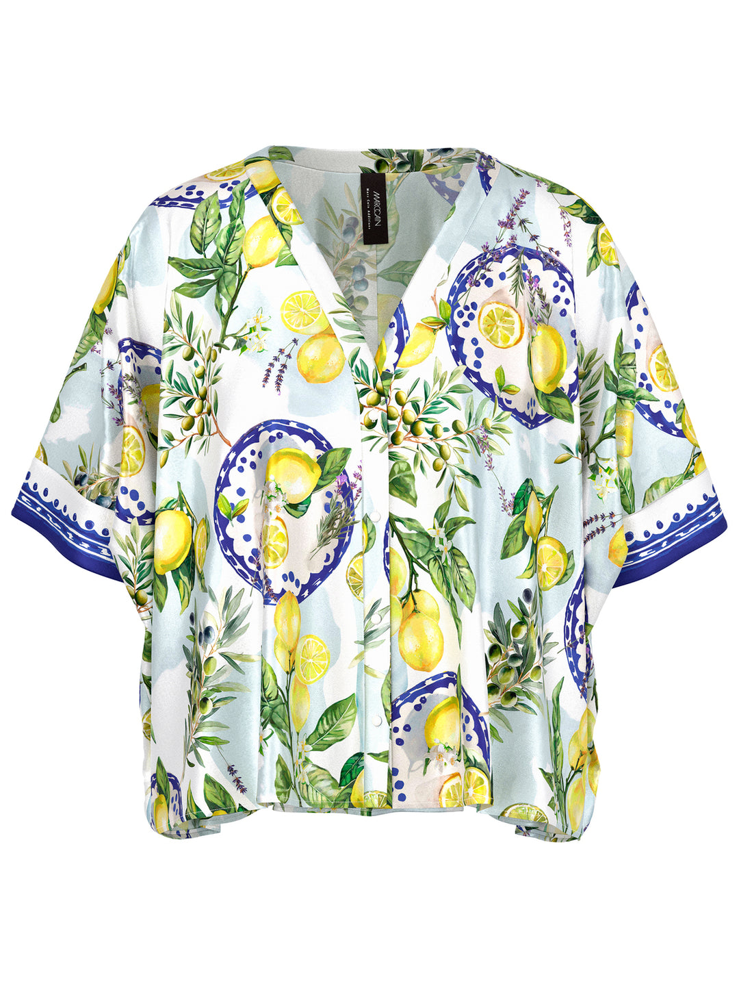 Marc Cain Blouse van viscose met mediterrane print-100% viscose-DAMES TOPS & BLOUSES-Wit