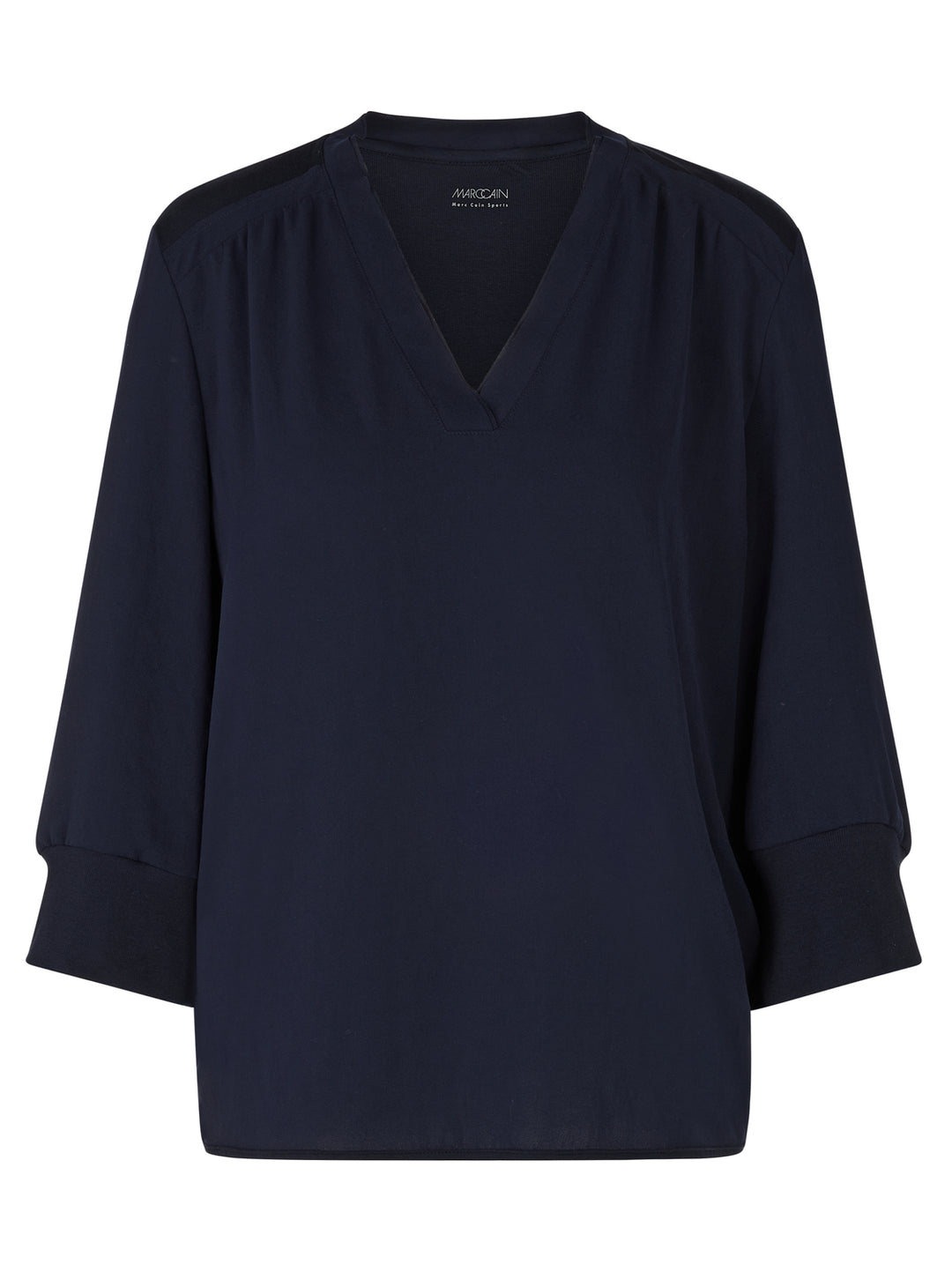 Marc Cain Blouseshirt Materiaalmix – Blauw-100% polyester-DAMES TOPS & BLOUSES-Blauw