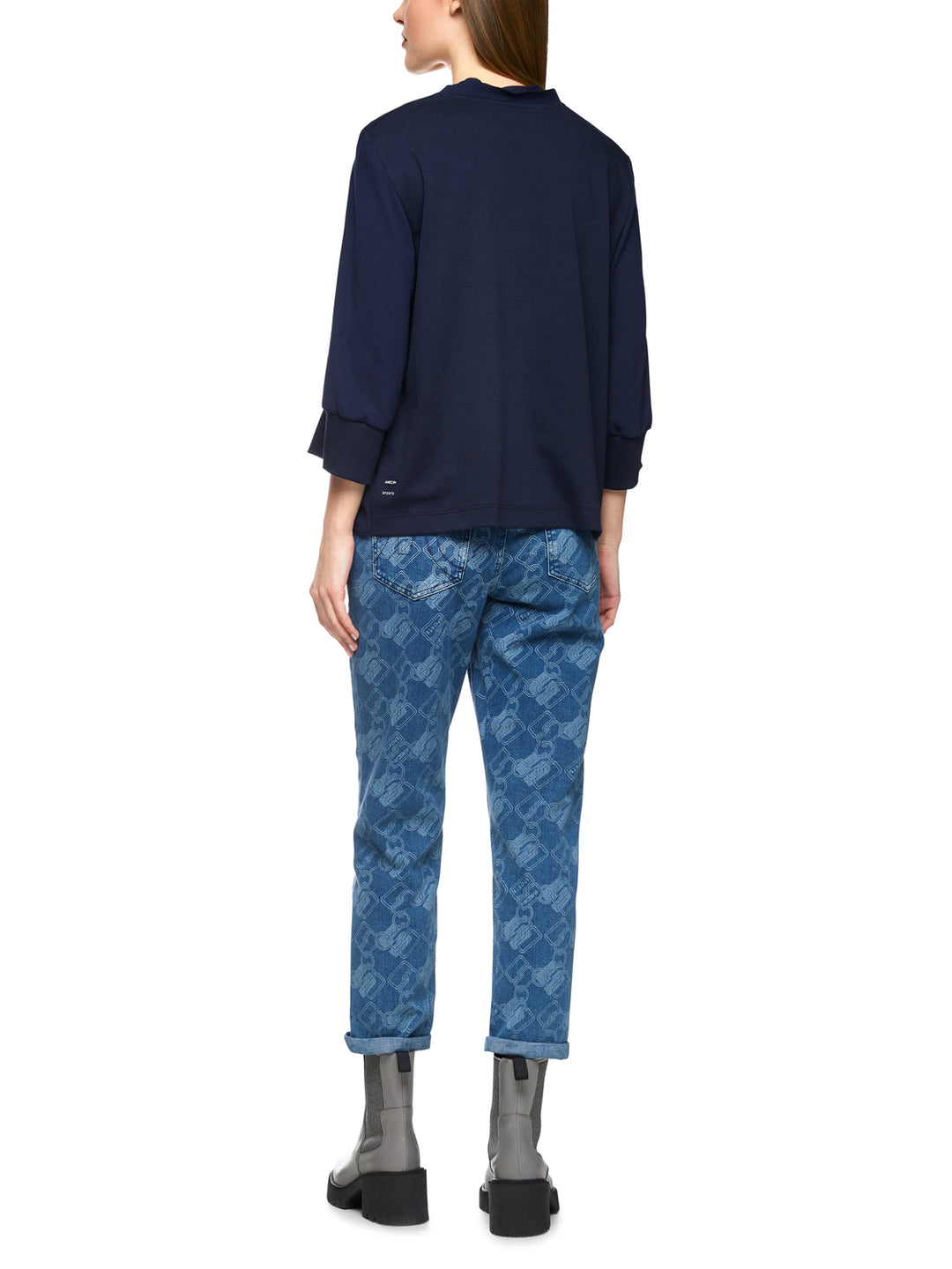 Marc Cain Blouseshirt Materiaalmix – Blauw-100% polyester-DAMES TOPS & BLOUSES-Blauw