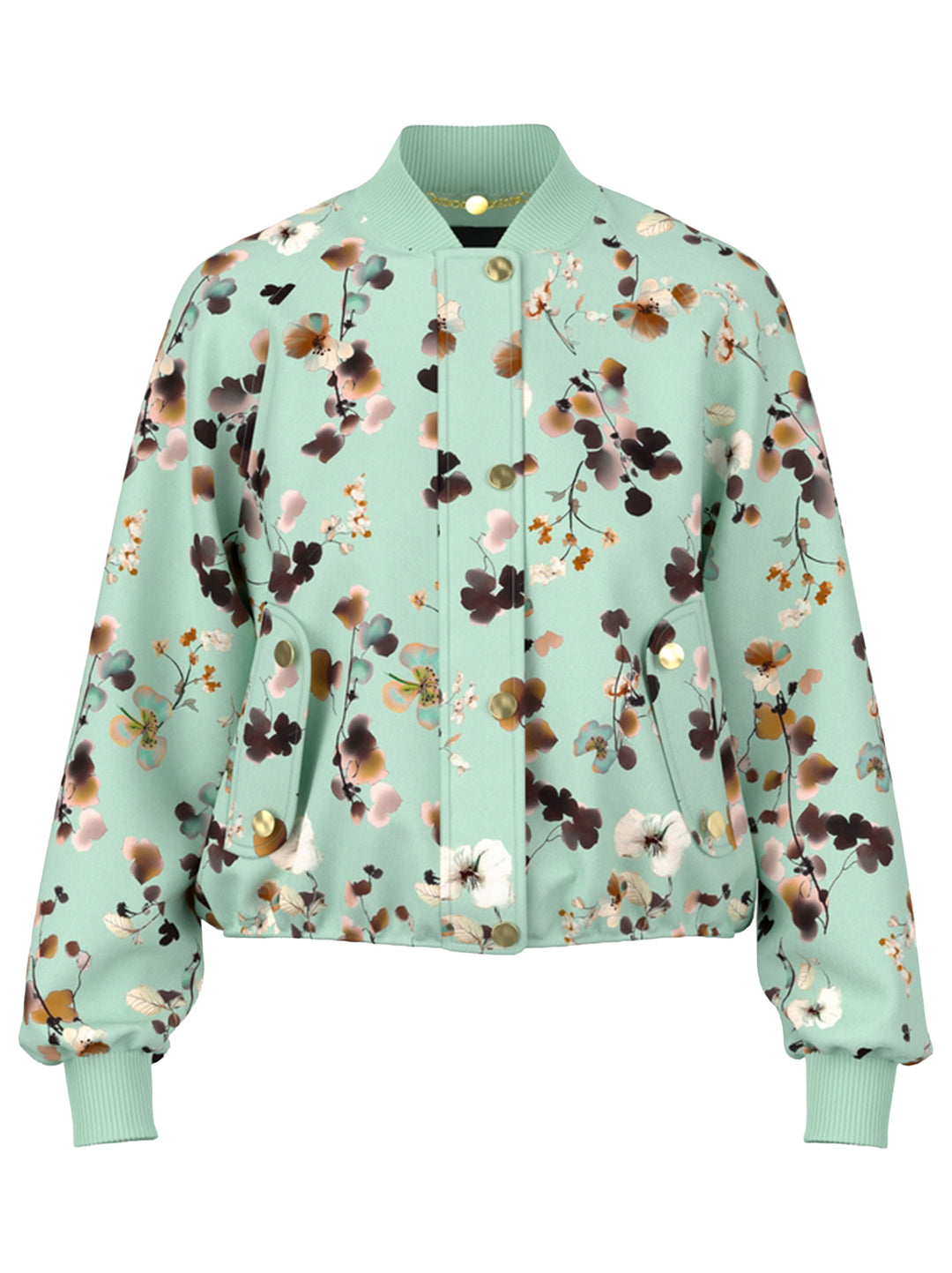 Marc Cain Blousonjack met bloemenprint – Groen-100% polyester<br />voering: 55% polyester, 45% viscose-DAMES JASSEN & JAC