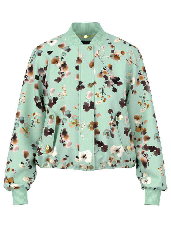Marc Cain Blousonjack met bloemenprint – Groen-100% polyester<br />voering: 55% polyester, 45% viscose-DAMES JASSEN & JAC