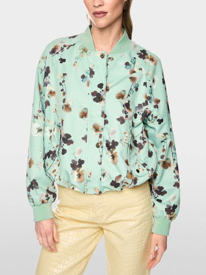 Marc Cain Blousonjack met bloemenprint – Groen-100% polyester<br />voering: 55% polyester, 45% viscose-DAMES JASSEN & JAC