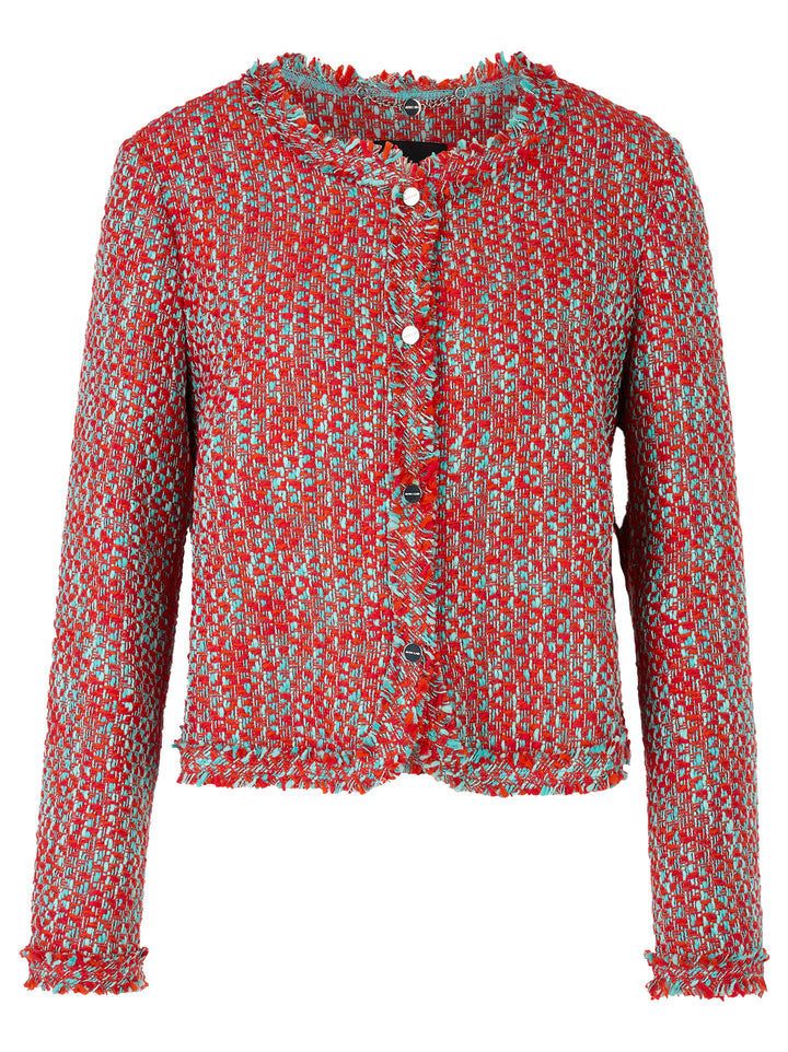 Marc Cain Bolero in melé - gemaakt van 100% katoen-100% katoen-DAMES BLAZERS & GILETS-Rood