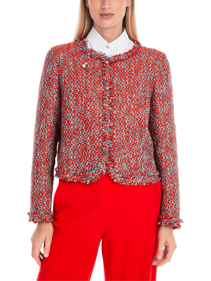 Marc Cain Bolero in melé - gemaakt van 100% katoen-100% katoen-DAMES BLAZERS & GILETS-Rood