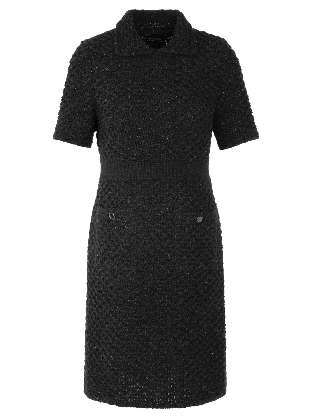Marc Cain Bouclé Midi Jurk – Zwart-46% polyamide, 24% polyacryl, 22% alpaca, 8% wol-DAMES JURKEN-Zwart